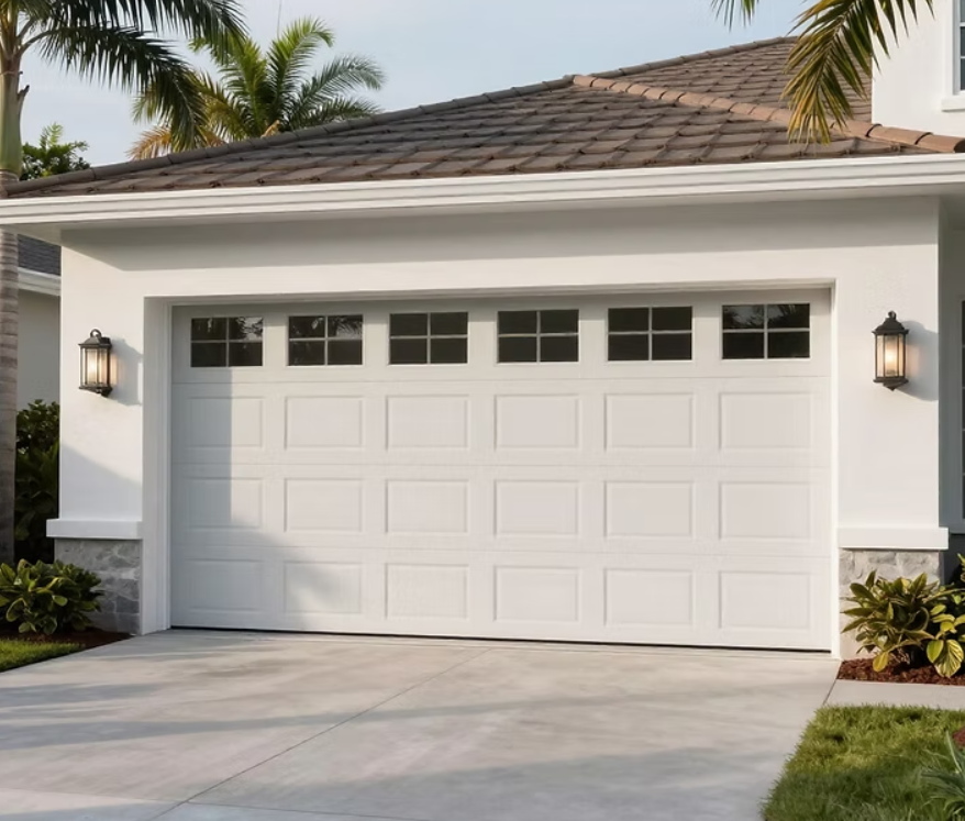 Standard residential garage door vulnerable to high winds