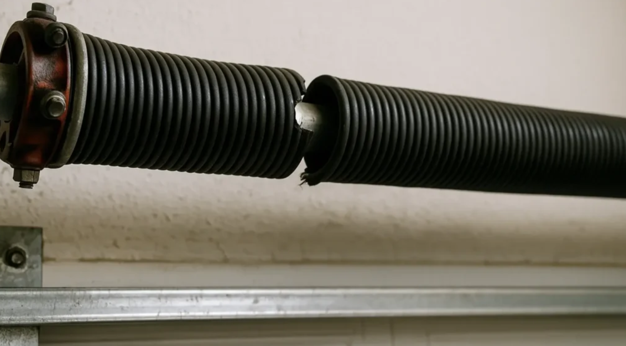 Rusted standard steel garage door spring failing from Venice Gardens coastal humidity