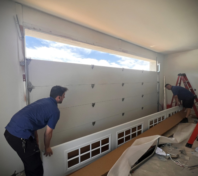 Heavy duty insulated factory color matched replacement section installed in Gulf Gate Estates FL